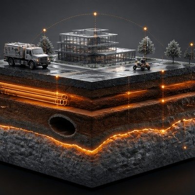 Modello 3D del sottosuolo con sottoservizi e cavità